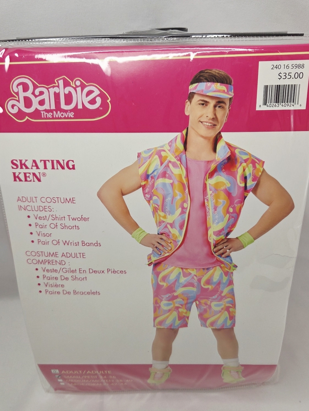 NWT Skating Ken Halloween Costume From The Barbie Movie Roller Skating 90s Neon